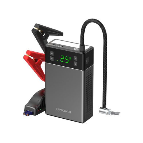 RavPower 12000mAh 44.4Wh 2 in 1 Car Jump Starter With Air Compressor - Grey