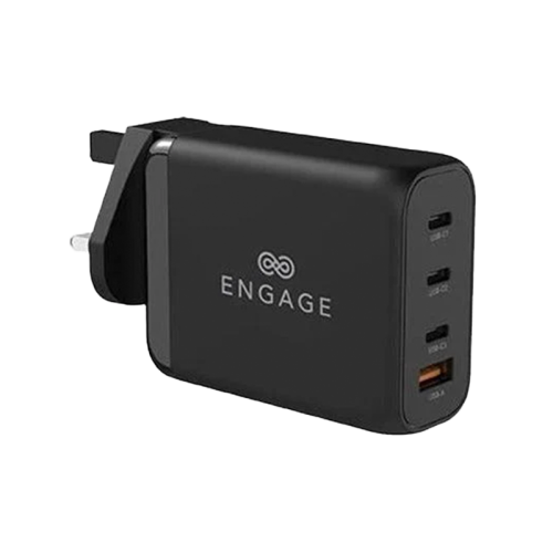 Engage 3 Port USB-C + 1 Port USB-A 200W Gan Travel Charger - Black