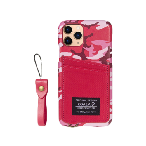 كڤر حماية كوالا بي مع جيبين للبطاقات و حبل للأيفون 11 برو من توري - وردي