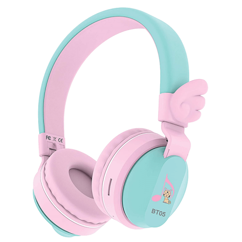 Riwbox Wings Foldable Wireless Bluetooth Headphones - Pink / Green