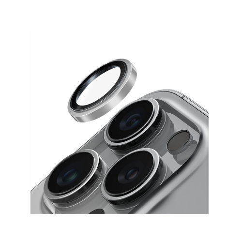 Uniq Optix Prime Stainless Steel Frame Sapphire Camera Lens Protector for iPhone 16 Pro & 16 Pro Max – Sonic Silver