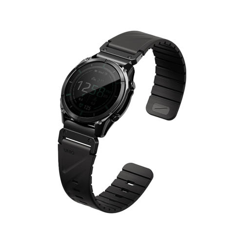 يونيك فلو - سوار ساعة ذكي مغناطيسي مع موصل قابل للإزالة لساعة جارمن مقاس 26 مم -  ميدنايت اسود